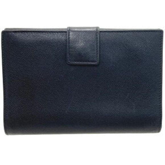 Prada Wallet Triangle Saffiano Leather Black Bifold Medium NERO - Picture 2 of 8